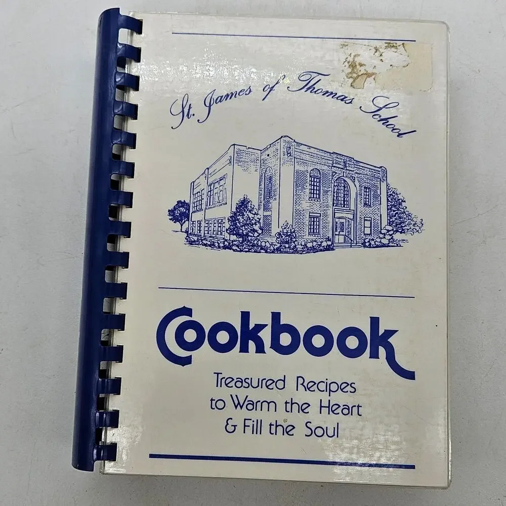 Vintage St. James Of Thomas School Cookbook Treasured Recipes Spiral Recipe Book